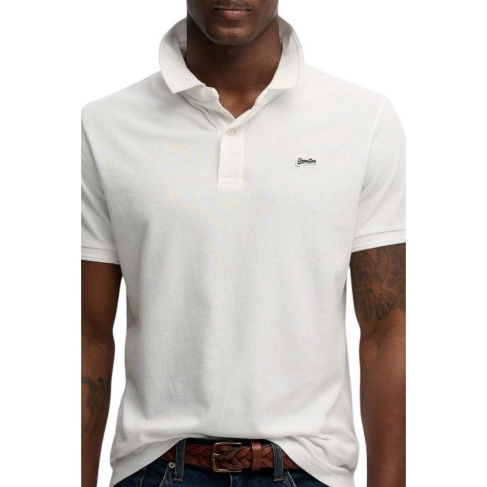 SUPERDRY D1 CLASSIC PIQUE POLO T-SHIRT ΜΠΛΟΥΖΑ ΑΝΔΡΙΚΗ WHITE