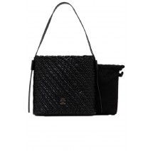 TOMMY HILFIGER BRAIDED SHOULDER BAG ΤΣΑΝΤΑ ΓΥΝΑΙΚΕΙΑ BLACK