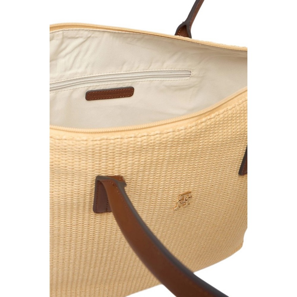 TOMMY HILFIGER POPETTE TOTE RAFFIA ΤΣΑΝΤΑ ΓΥΝΑΙΚΕΙΑ NATURAL