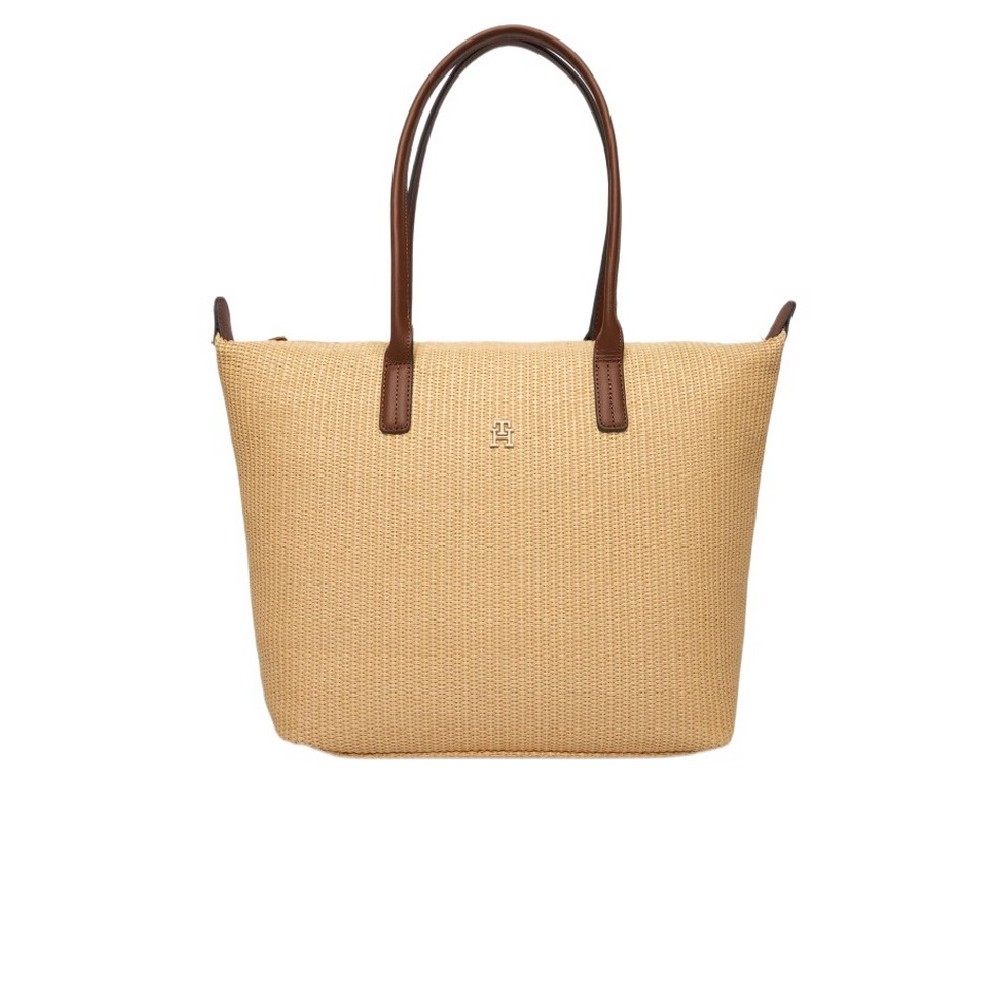 TOMMY HILFIGER POPETTE TOTE RAFFIA ΤΣΑΝΤΑ ΓΥΝΑΙΚΕΙΑ NATURAL