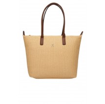TOMMY HILFIGER POPETTE TOTE RAFFIA ΤΣΑΝΤΑ ΓΥΝΑΙΚΕΙΑ NATURAL