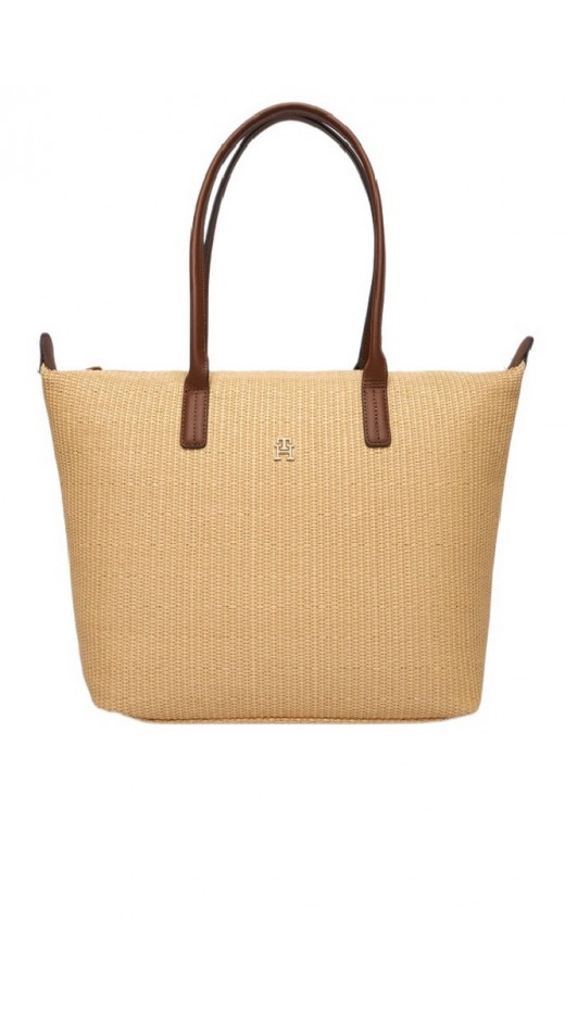 TOMMY HILFIGER POPETTE TOTE RAFFIA ΤΣΑΝΤΑ ΓΥΝΑΙΚΕΙΑ NATURAL