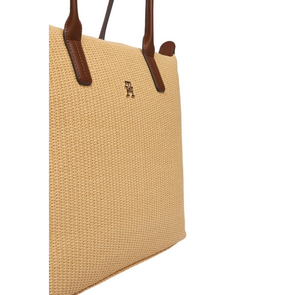 TOMMY HILFIGER POPETTE TOTE RAFFIA ΤΣΑΝΤΑ ΓΥΝΑΙΚΕΙΑ NATURAL