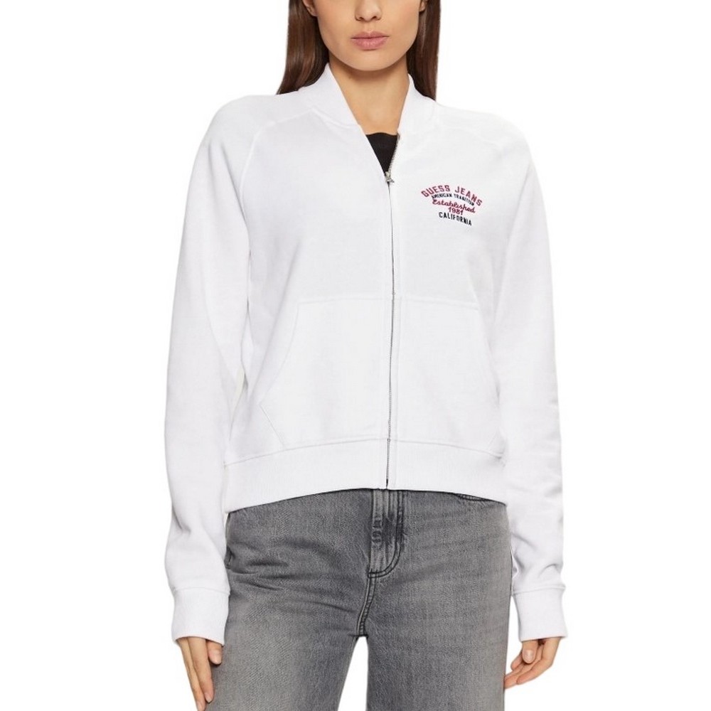 GUESS JEANS REG ZIP VINTAGE LOGO SWEAT ΖΑΚΕΤΑ ΦΟΥΤΕΡ ΓΥΝΑΙΚΕΙΑ WHITE