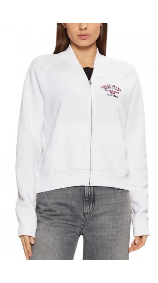 GUESS JEANS REG ZIP VINTAGE LOGO SWEAT ΖΑΚΕΤΑ ΦΟΥΤΕΡ ΓΥΝΑΙΚΕΙΑ WHITE