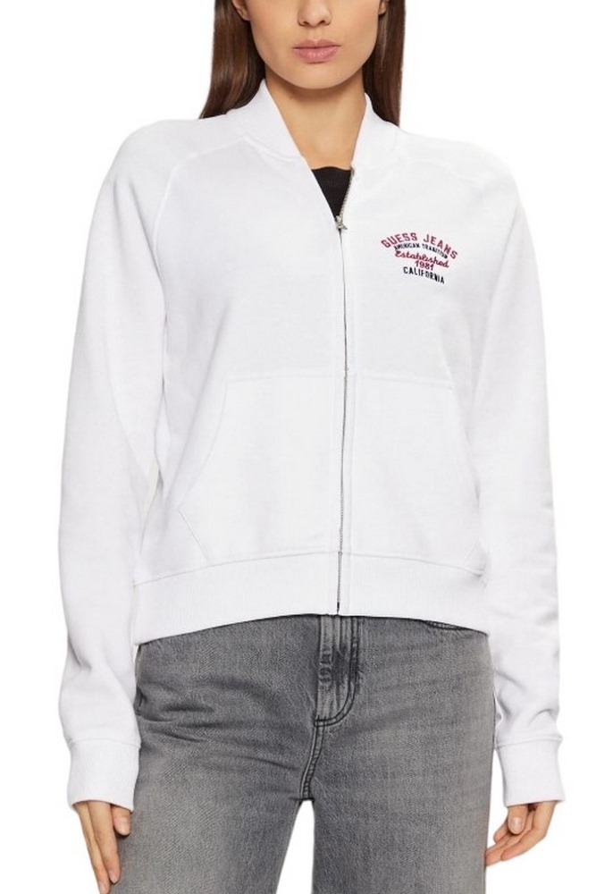 GUESS JEANS REG ZIP VINTAGE LOGO SWEAT ΖΑΚΕΤΑ ΦΟΥΤΕΡ ΓΥΝΑΙΚΕΙΑ WHITE