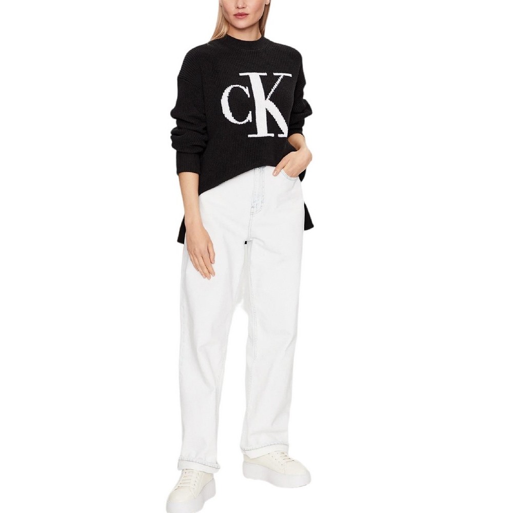 CALVIN KLEIN JEANS CK INTARSIA LOOSE TEE ΜΠΛΟΥΖΑ ΓΥΝΑΙΚΕΙΑ BLACK