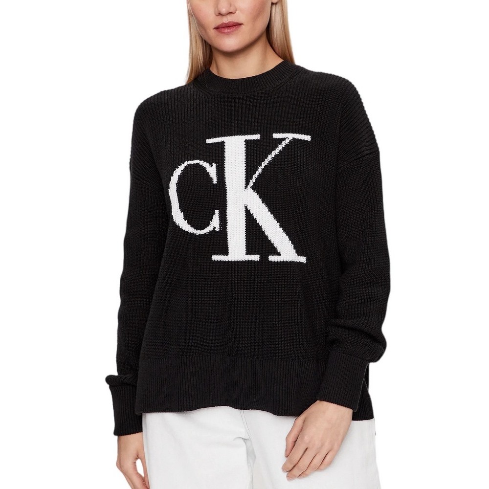 CALVIN KLEIN JEANS CK INTARSIA LOOSE TEE ΜΠΛΟΥΖΑ ΓΥΝΑΙΚΕΙΑ BLACK