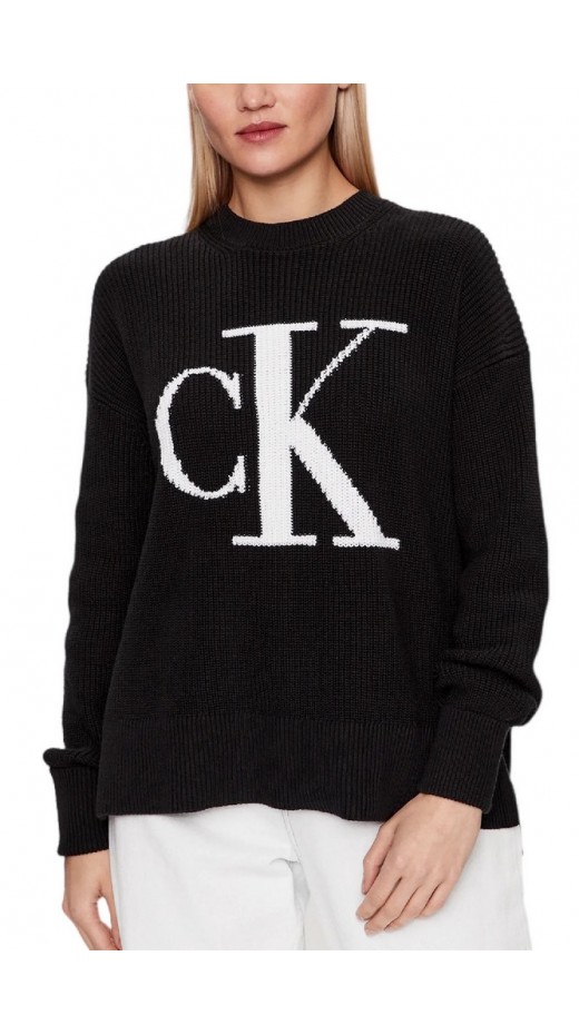 CALVIN KLEIN JEANS CK INTARSIA LOOSE TEE ΜΠΛΟΥΖΑ ΓΥΝΑΙΚΕΙΑ BLACK
