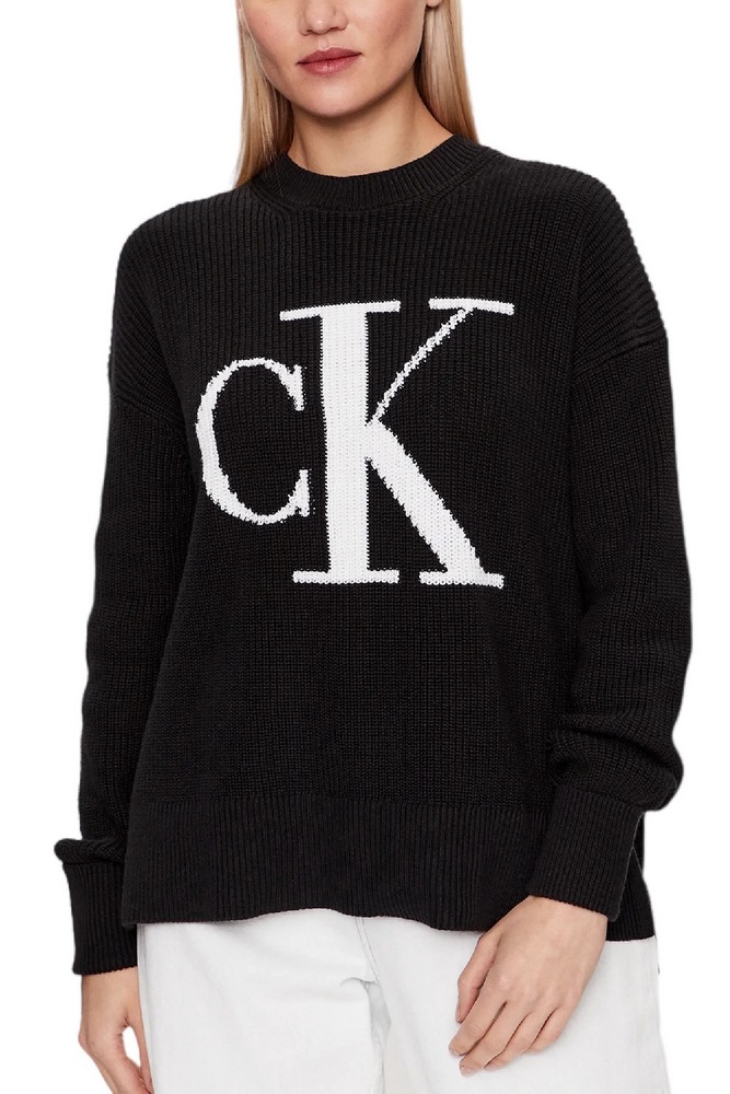 CALVIN KLEIN JEANS CK INTARSIA LOOSE TEE ΜΠΛΟΥΖΑ ΓΥΝΑΙΚΕΙΑ BLACK