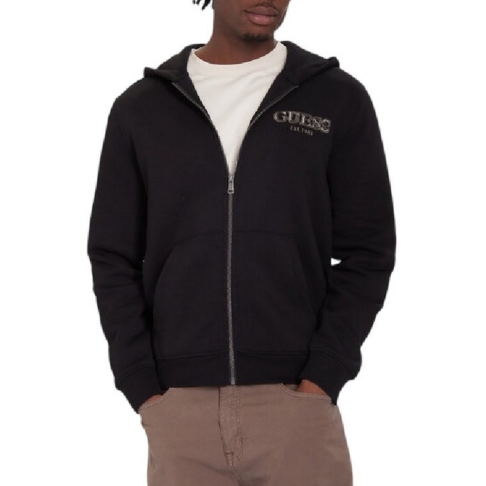 GUESS ZIP BASIC SWEATSHIRT ΖΑΚΕΤΑ ΦΟΥΤΕΡ ΑΝΔΡΙΚΗ BLACK