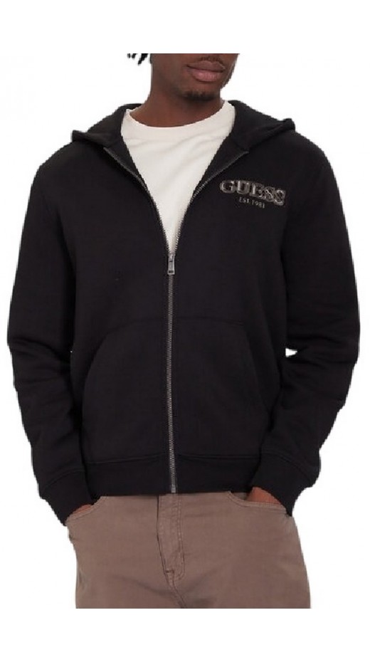 GUESS ZIP BASIC SWEATSHIRT ΖΑΚΕΤΑ ΦΟΥΤΕΡ ΑΝΔΡΙΚΗ BLACK