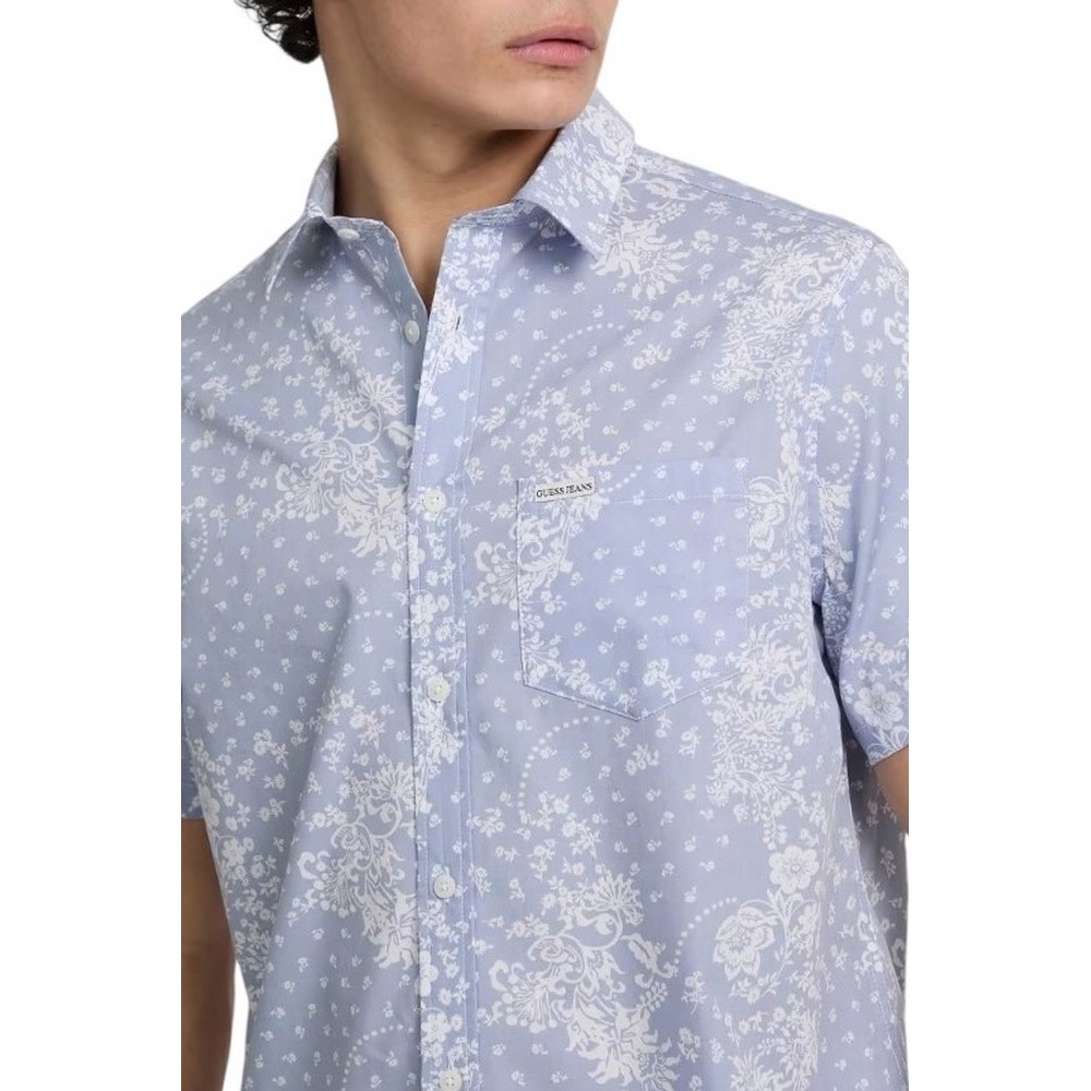 GUESS REG PKT COLLAR POPELINE ΠΟΥΚΑΜΙΣΟ ΑΝΔΡΙΚΟ CIEL