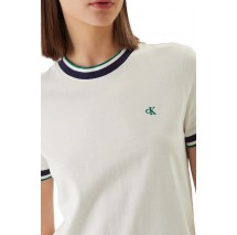CALVIN KLEIN JEANS CTN MONOGRAM STRIPE TRIM MINI ΦΟΡΜΑ ΓΥΝΑΙΚΕΙΟ OFF WHITE