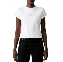 CALVIN KLEIN JEANS SLIM FIT BABY MONOLOGO SCRIPT T-SHIRT ΜΠΛΟΥΖΑ ΓΥΝΑΙΚΕΙΑ BRIGHT WHITE