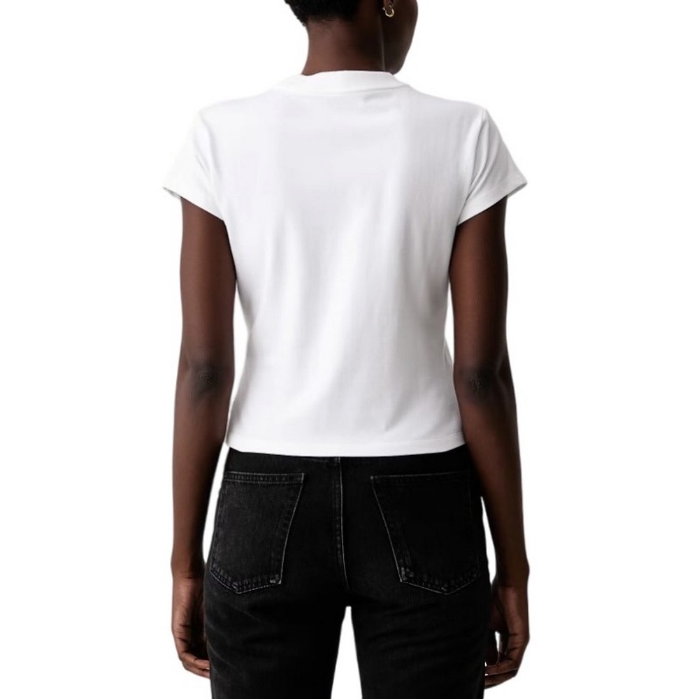 CALVIN KLEIN JEANS SLIM FIT BABY MONOLOGO SCRIPT T-SHIRT ΜΠΛΟΥΖΑ ΓΥΝΑΙΚΕΙΑ BRIGHT WHITE