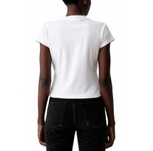 CALVIN KLEIN JEANS SLIM FIT BABY MONOLOGO SCRIPT T-SHIRT ΜΠΛΟΥΖΑ ΓΥΝΑΙΚΕΙΑ BRIGHT WHITE