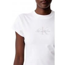 CALVIN KLEIN JEANS SLIM FIT BABY MONOLOGO SCRIPT T-SHIRT ΜΠΛΟΥΖΑ ΓΥΝΑΙΚΕΙΑ BRIGHT WHITE