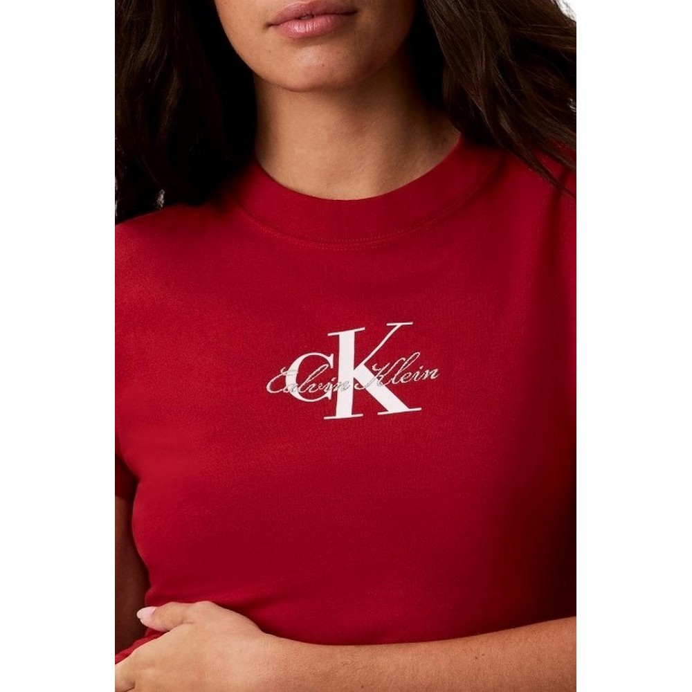 CALVIN KLEIN JEANS SLIM FIT BABY MONOLOGO SCRIPT T-SHIRT ΜΠΛΟΥΖΑ ΓΥΝΑΙΚΕΙΑ RED