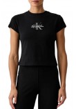 CALVIN KLEIN JEANS SLIM FIT BABY MONOLOGO SCRIPT T-SHIRT ΜΠΛΟΥΖΑ ΓΥΝΑΙΚΕΙΑ BLACK