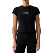 CALVIN KLEIN JEANS SLIM FIT BABY MONOLOGO SCRIPT T-SHIRT ΜΠΛΟΥΖΑ ΓΥΝΑΙΚΕΙΑ BLACK