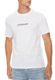 GUESS JEANS SS CN SLIM LOGO EMBRO TEE T-SHIRT  ΜΠΛΟΥΖΑ ΑΝΔΡΙΚΗ WHITE