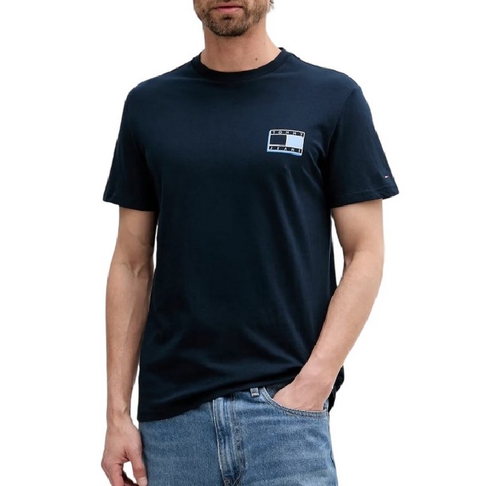 TOMMY JEANS SLIM POP COLOR FLAG TEE T-SHIRT ΜΠΛΟΥΖΑ ΑΝΔΡΙΚΗ NAVY