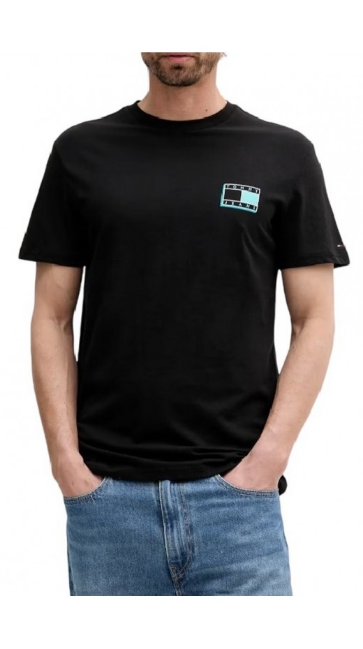 TOMMY JEANS SLIM POP COLOR FLAG TEE T-SHIRT ΜΠΛΟΥΖΑ ΑΝΔΡΙΚΗ BLACK