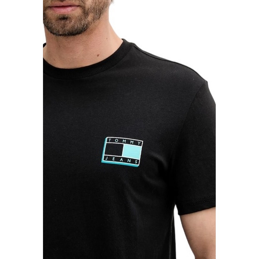 TOMMY JEANS SLIM POP COLOR FLAG TEE T-SHIRT ΜΠΛΟΥΖΑ ΑΝΔΡΙΚΗ BLACK