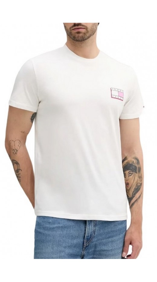 TOMMY JEANS SLIM POP COLOR FLAG TEE T-SHIRT ΜΠΛΟΥΖΑ ΑΝΔΡΙΚΗ OFF WHITE