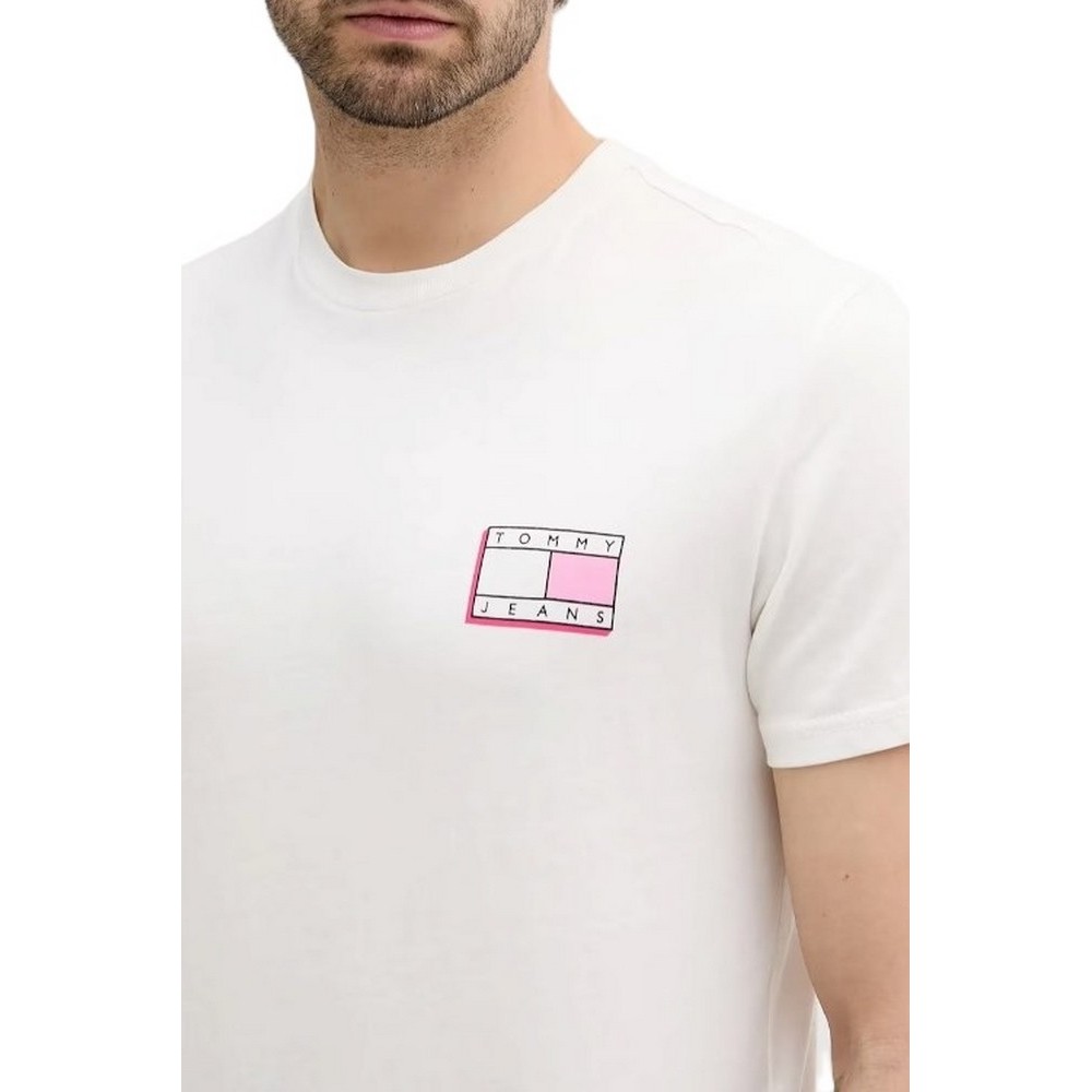 TOMMY JEANS SLIM POP COLOR FLAG TEE T-SHIRT ΜΠΛΟΥΖΑ ΑΝΔΡΙΚΗ OFF WHITE
