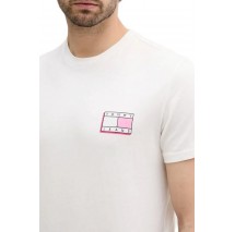 TOMMY JEANS SLIM POP COLOR FLAG TEE T-SHIRT ΜΠΛΟΥΖΑ ΑΝΔΡΙΚΗ OFF WHITE