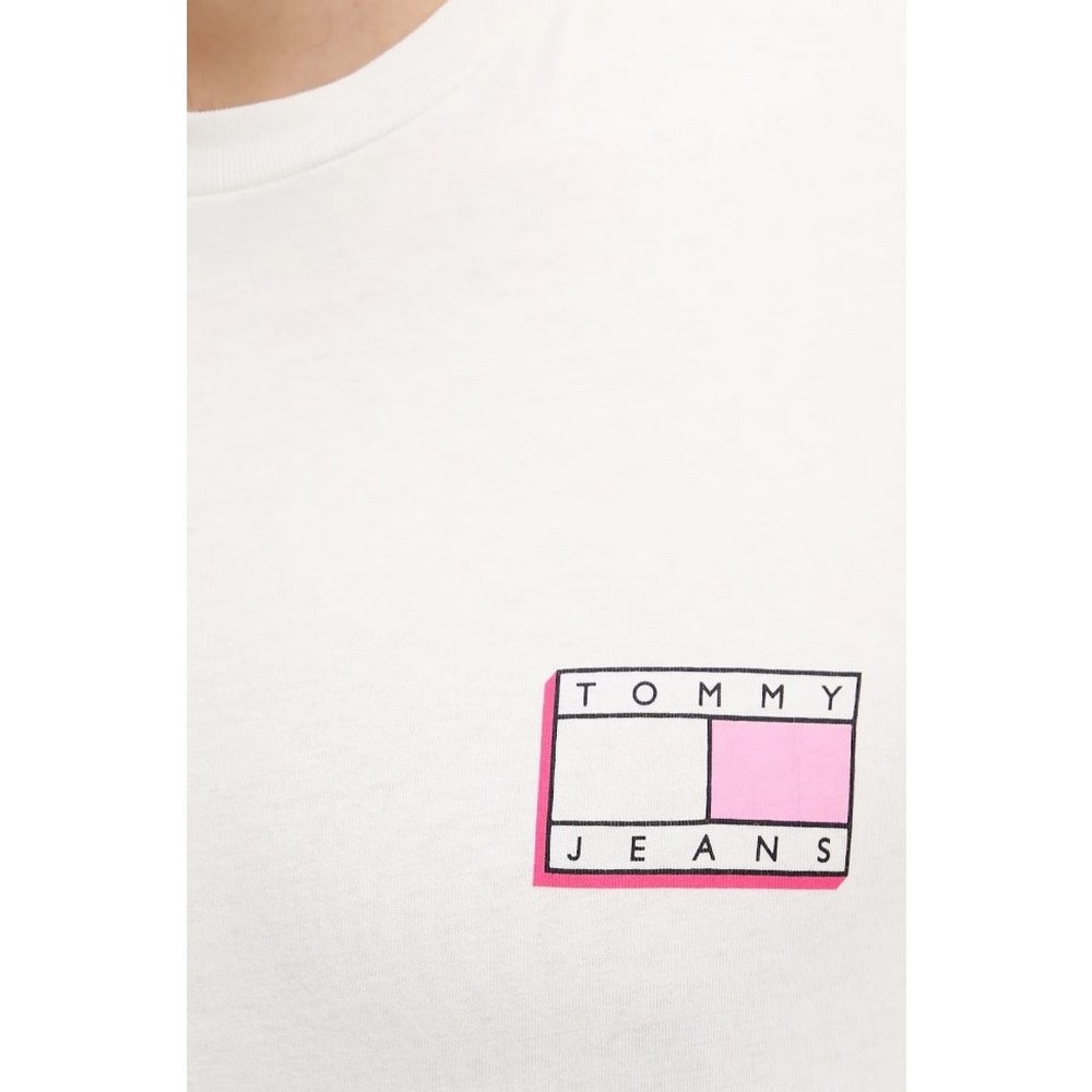 TOMMY JEANS SLIM POP COLOR FLAG TEE T-SHIRT ΜΠΛΟΥΖΑ ΑΝΔΡΙΚΗ OFF WHITE