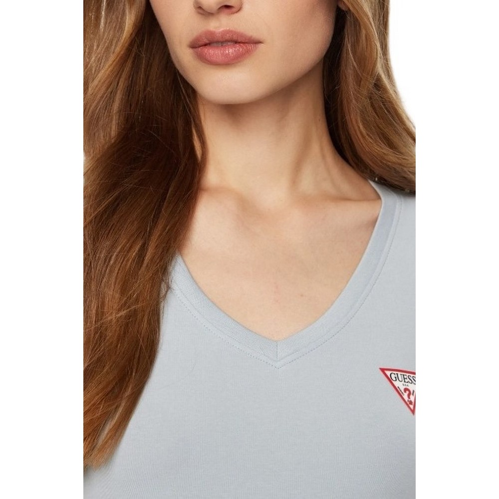 GUESS SS VN MINI TRIANGLE TEE T-SHIRT ΜΠΛΟΥΖΑ ΓΥΝΑΙΚΕΙΑ BLUE