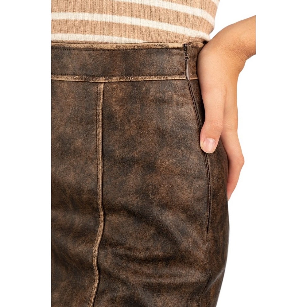 GUESS CHARLENE PU SKIRT ΦΟΥΣΤΑ ΓΥΝΑΙΚΕΙΑ BROWN