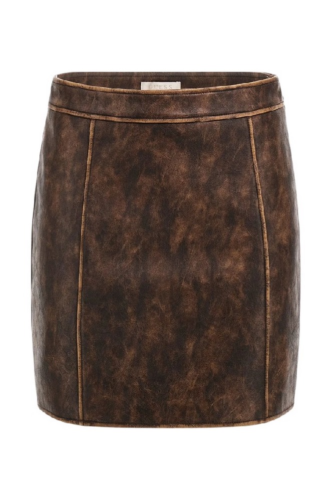 GUESS CHARLENE PU SKIRT ΦΟΥΣΤΑ ΓΥΝΑΙΚΕΙΑ BROWN