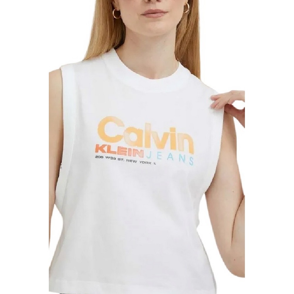 CALVIN KLEIN JEANS COLORFUL ARTWORK MUSCLE TEE ΜΠΛΟΥΖΑ ΓΥΝΑΙΚΕΙΑ WHITE