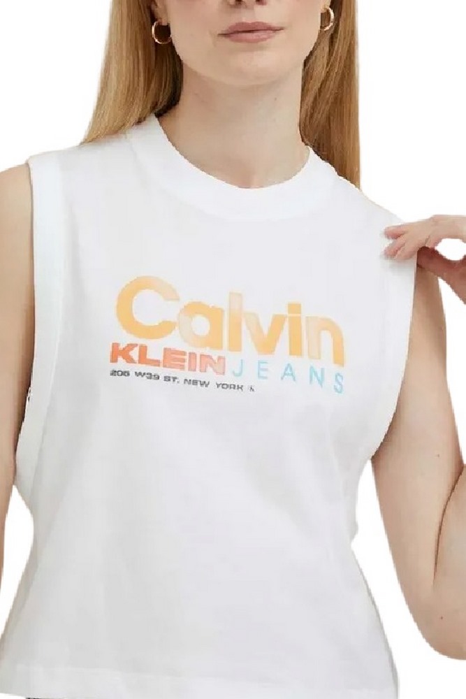 CALVIN KLEIN JEANS COLORFUL ARTWORK MUSCLE TEE ΜΠΛΟΥΖΑ ΓΥΝΑΙΚΕΙΑ WHITE
