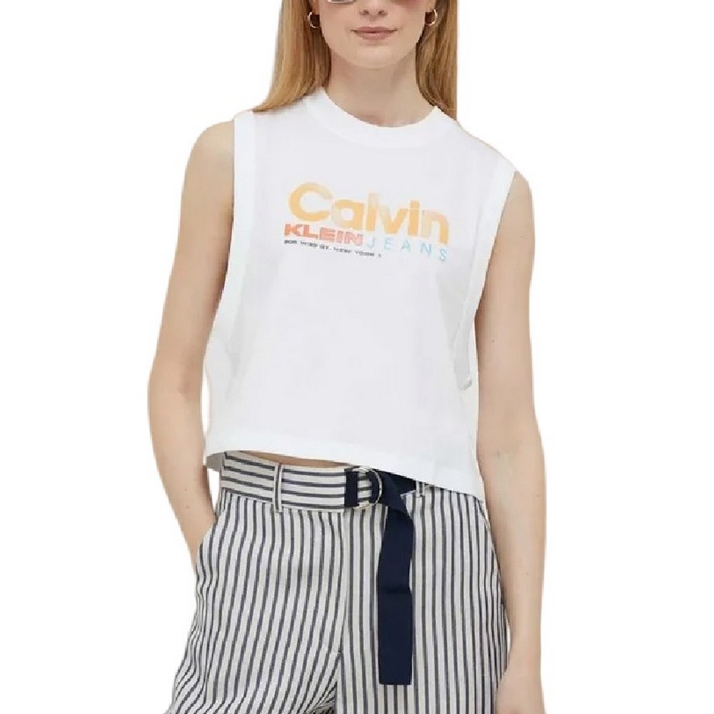 CALVIN KLEIN JEANS COLORFUL ARTWORK MUSCLE TEE ΜΠΛΟΥΖΑ ΓΥΝΑΙΚΕΙΑ WHITE