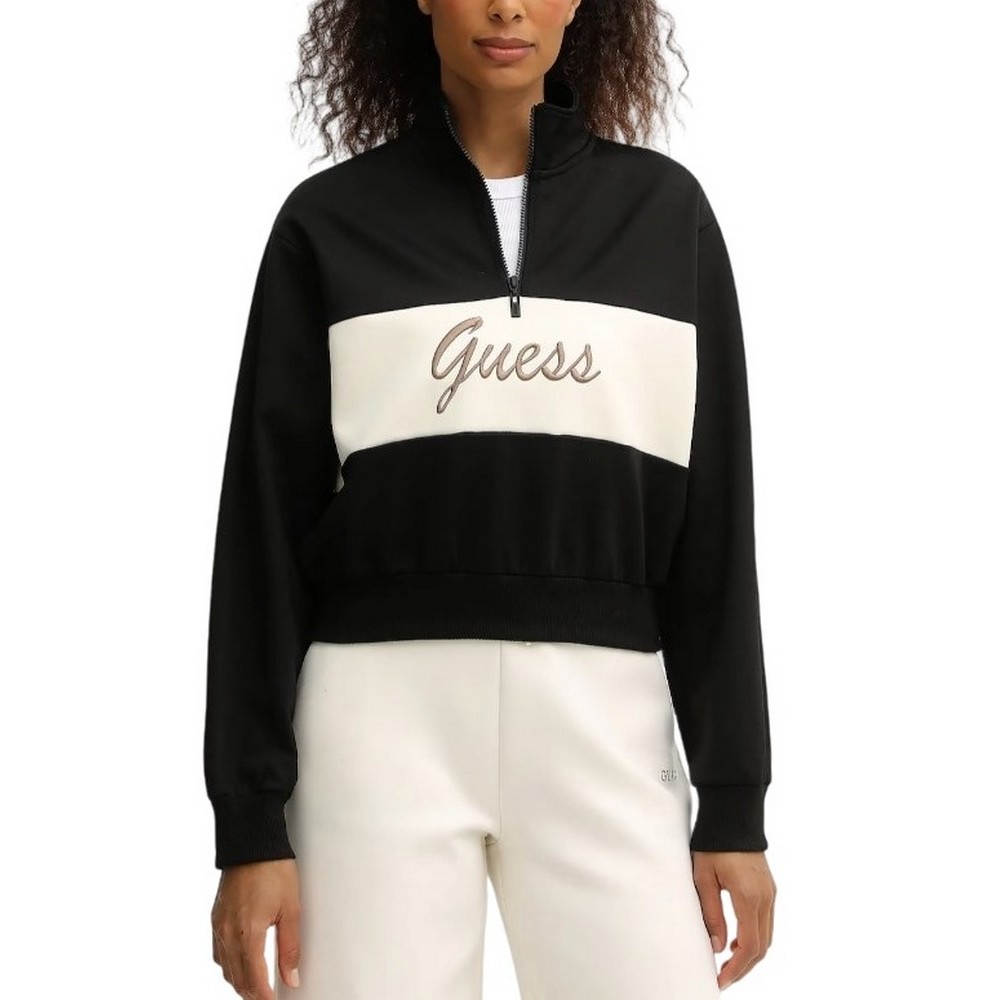 GUESS FABIA HALF-ZIP SWEATSHIRT ΦΟΥΤΕΡ ΜΠΛΟΥΖΑ ΓΥΝΑΙΚΕΙΑ BLACK