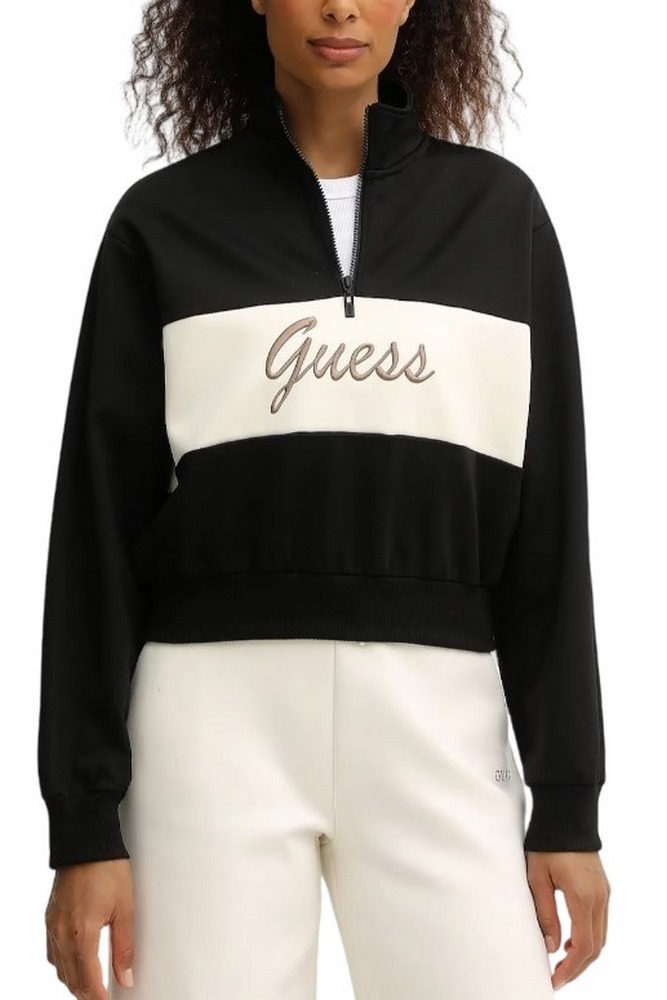 GUESS FABIA HALF-ZIP SWEATSHIRT ΦΟΥΤΕΡ ΜΠΛΟΥΖΑ ΓΥΝΑΙΚΕΙΑ BLACK