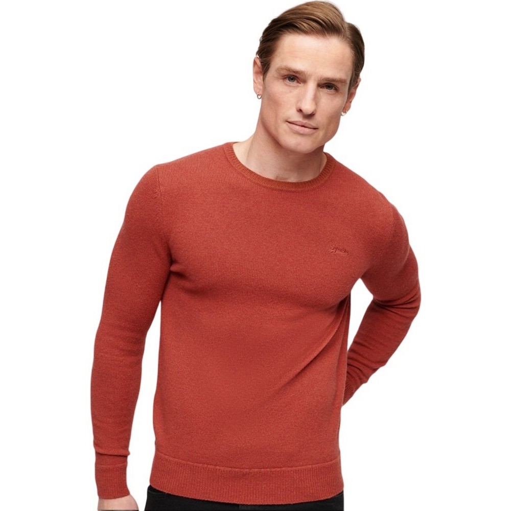 SUPERDRY ESSENTIAL CREW JUMPER ΜΠΛΟΥΖΑ ΠΛΕΚΤΗ ΑΝΔΡΙΚΗ ORANGE