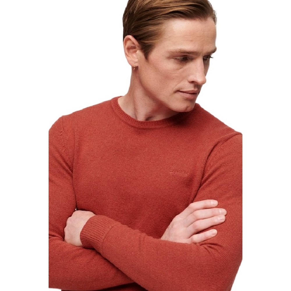 SUPERDRY ESSENTIAL CREW JUMPER ΜΠΛΟΥΖΑ ΠΛΕΚΤΗ ΑΝΔΡΙΚΗ ORANGE