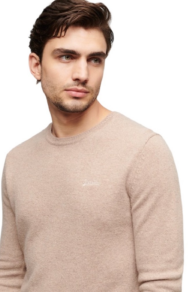 SUPERDRY D5 OVIN ESSENTIAL SLIM FIT CREW JUMPER ΜΠΛΟΥΖΑ ΠΛΕΚΤΗ ΑΝΔΡΙΚΗ BROWN