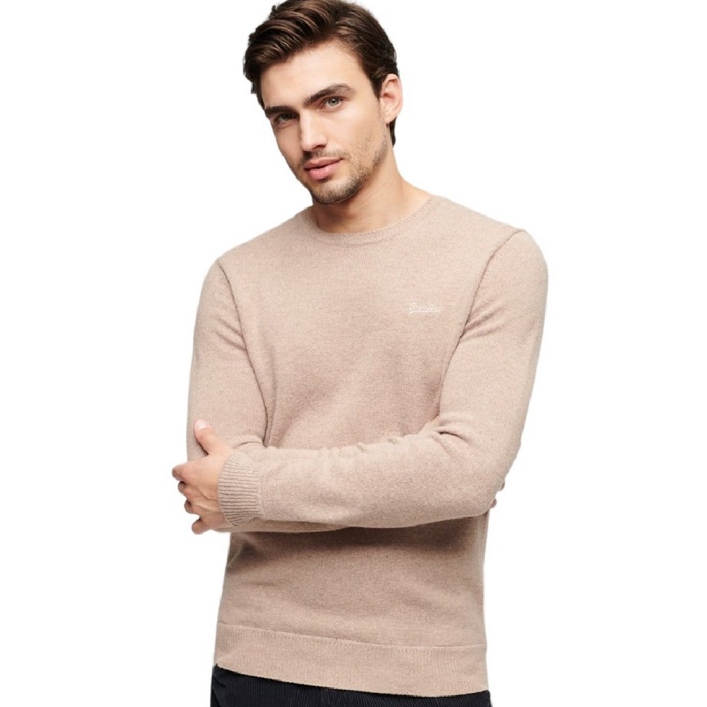 SUPERDRY ESSENTIAL CREW JUMPER ΜΠΛΟΥΖΑ ΠΛΕΚΤΗ ΑΝΔΡΙΚΗ BROWN