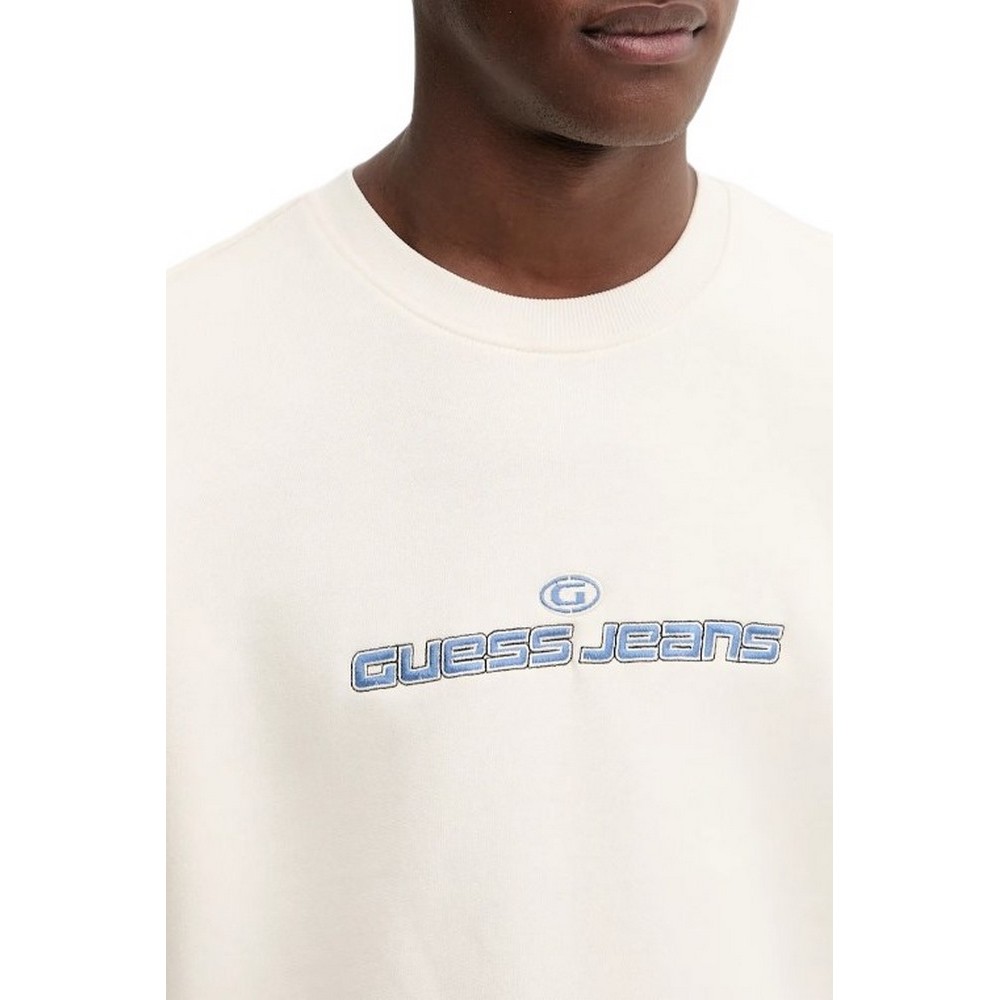 GUESS JEANS ACTIVE LOGO CREWNECK ΦΟΥΤΕΡ ΜΠΛΟΥΖΑ ΑΝΔΡΙΚΗ OFF WHITE