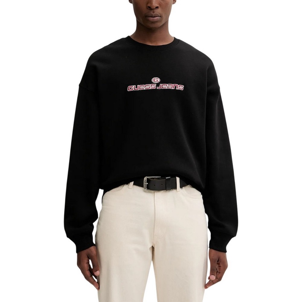 GUESS JEANS ACTIVE LOGO CREWNECK ΦΟΥΤΕΡ ΜΠΛΟΥΖΑ ΑΝΔΡΙΚΗ BLACK