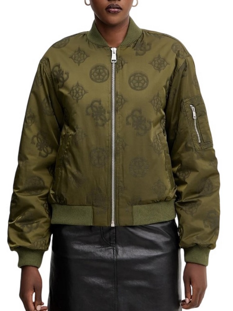 GUESS PHILOMENE LOGO BOMBER ΜΠΟΥΦΑΝ ΓΥΝΑΙΚΕΙΟ KHAKI