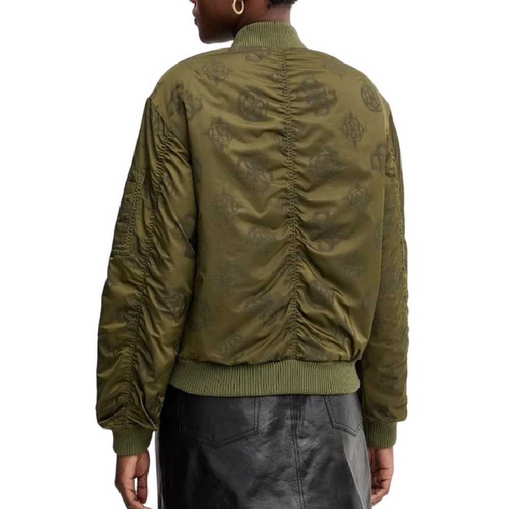 GUESS PHILOMENE LOGO BOMBER ΜΠΟΥΦΑΝ ΓΥΝΑΙΚΕΙΟ KHAKI
