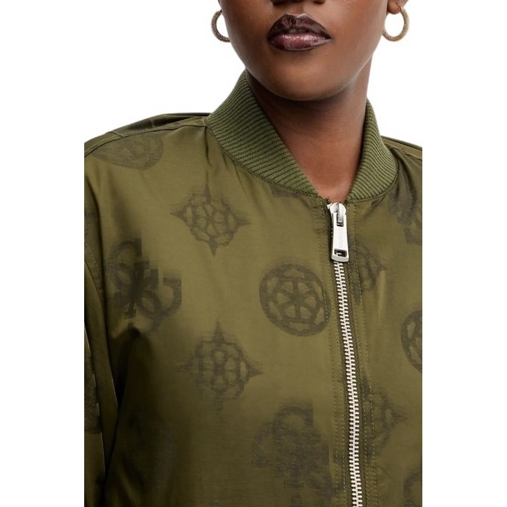 GUESS PHILOMENE LOGO BOMBER ΜΠΟΥΦΑΝ ΓΥΝΑΙΚΕΙΟ KHAKI